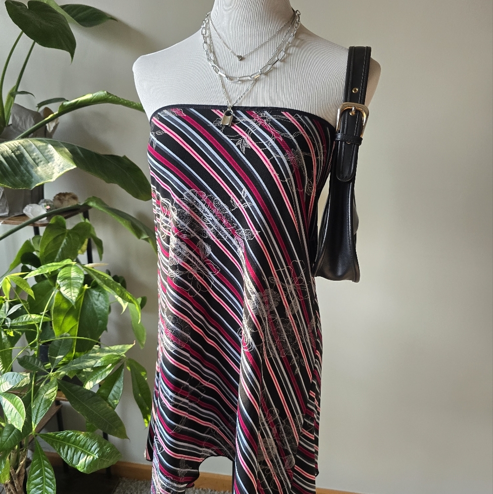 Y2K Wrapper Striped Midi Skirt / Tube Dress